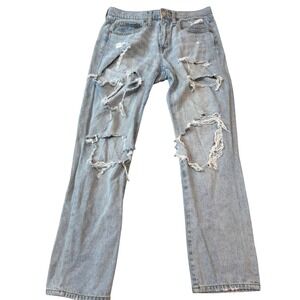 Aeropostale Aero Womens Distressed Boyfriend Jeans Light Wash Size 4 Relaxed Leg
